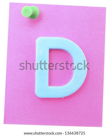 note with letter on clerical pin isolated on white