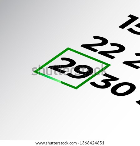 twenty-ninth day of the calendar vector, isometric calendar
