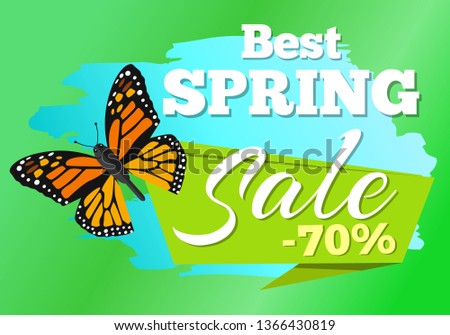 Best spring sale 70 off sticker butterfly of orange color with ornaments and decorated wings raster illustration total price discount voucher