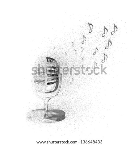 Microphone dispersion. Isolated on white. 3D render.