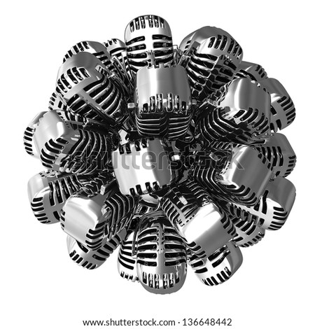 Microphone sphere. Isolated. on white. 3D render.