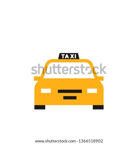 Yellow taxi icon. Clipart image isolated on white background