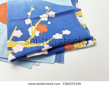 Beautiful Colorful Garment Fabric Textile with Artistic Ornaments Pattern in White Isolated Background