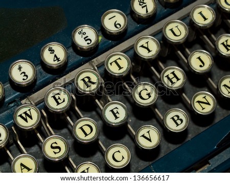Closeup of a Old, Manual Typewriter Keyboard