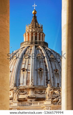 Saint Peter Basilica building with columns in Vatican Rome