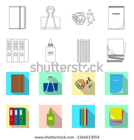 bitmap design of office and supply sign. Collection of office and school stock symbol for web.