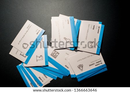 Cards for learning English on a black background.