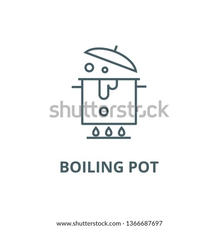 Boiling pot line icon, vector. Boiling pot outline sign, concept symbol, flat illustration