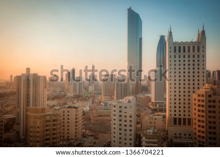 Architecture of Kuwait City - aerial view. Kuwait City, Kuwait.