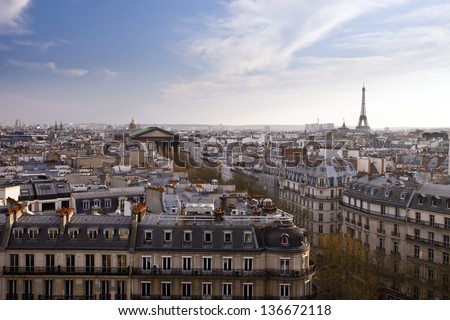 Paris panorama with Eiffel tower, France, Europe