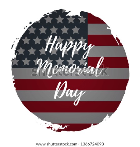 Memorial Day - greeting card with USA flag, Vector illustration. Celebration banner template with american flag decor. Holiday poster template.