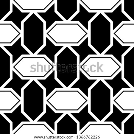 Ethnic motif. Seamless pattern. Stars, hexagons ornament. Figures background. Linear backdrop. Digital paper, textile print, web design. Mosaics wallpaper. Vector