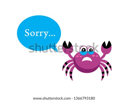cute crab sorry card vector