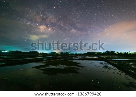 Amazing beautiful of dark sky Milky Way Galaxy at Kota Belud, Sabah, Borneo.(Image contain certain grain or noise and soft focus and motion blur)