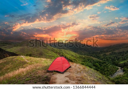 enjoy the beautiful sunrise in the mountains