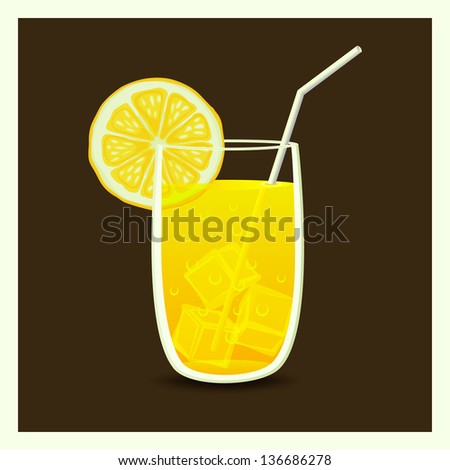 drink in glass with straw - vector illustration