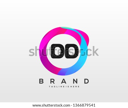 Initial letter DD logo with colorful circle background, letter combination logo design for creative industry, web, business and company. - Vector