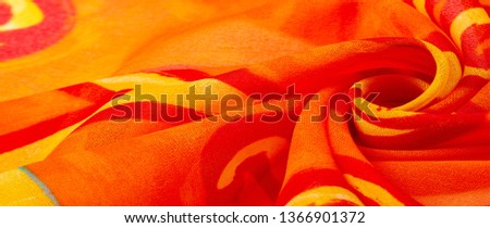 texture silk, fabric red background with painted yellow flowers Fabric textile pattern illustration. Bright yellow floral and curry-colored striped print that runs the entire length of the yard.