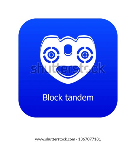 Block tandem icon blue vector isolated on white background