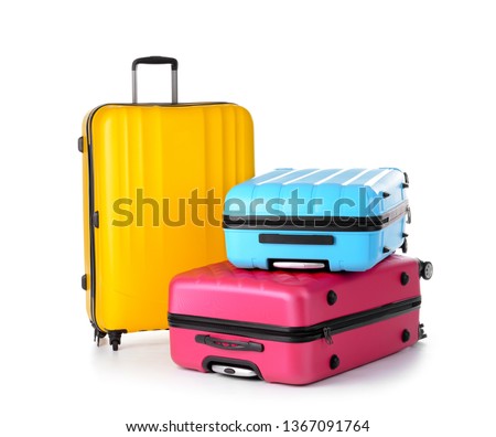 Suitcases on white background Royalty-Free Stock Photo #1367091764