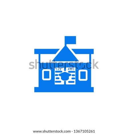 Education icon- school with the flag, education cap with the book vector symbol icon