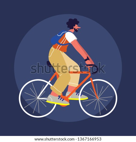 People Riding Bicycles Vector illustration style