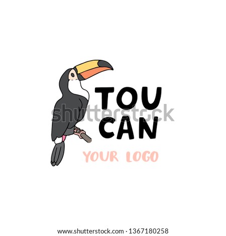 Logo design with toucan, isolated vector object on white background 