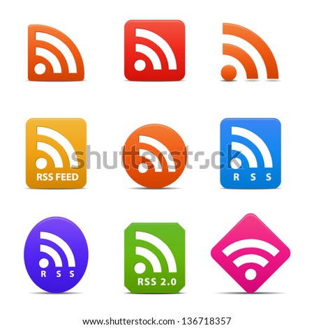 RSS or News feed symbol -  icons isolated on white background. Vector Royalty-Free Stock Photo #136718357