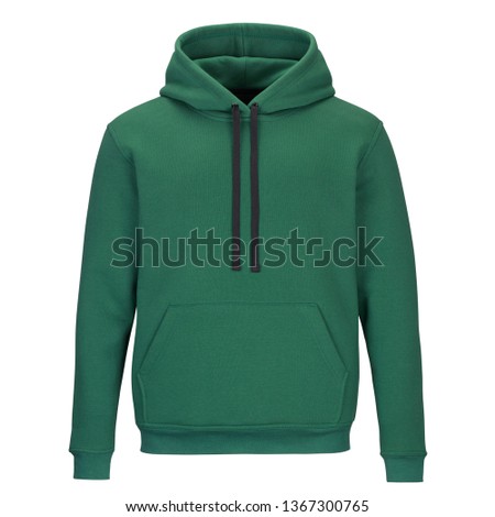 Front of green sweatshirt with hood isolated on white background  Royalty-Free Stock Photo #1367300765