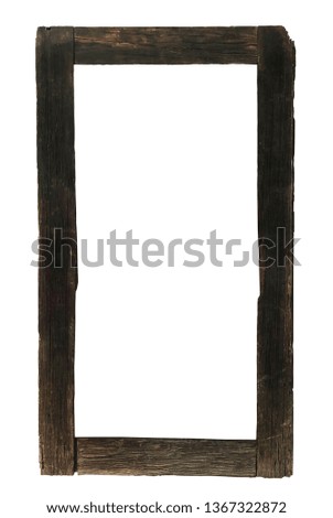 Ancient, weathered, antique or old wooden picture frame mockup or mock up template isolated on white background. Including clipping path