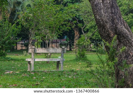 Park bench in spring and summer time recreational activities outdoor fun in leisure travel and peaceful calm mind