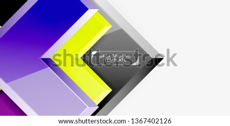Glossy modern geometric background, abstract arrows composition. Vector