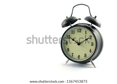 Black Alarm clock isolated on white background

