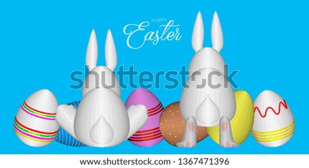 Isolated happy easter banner with a bunnies and eggs. Vector illustration design