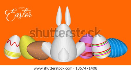 Isolated happy easter banner with a bunny and eggs. Vector illustration design