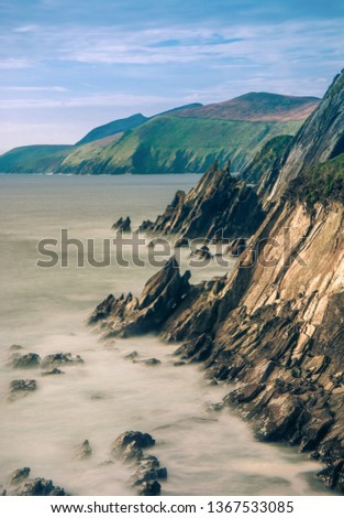 Ring of Dingle Peninsula Kerry Ireland Cumenoole beach sharp stones Slea Head long exposure