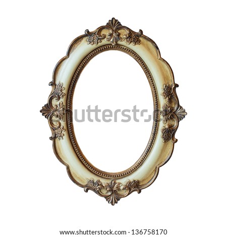 Classic golden frame isolated on white background