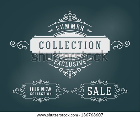 Vector vintage summer sale sign set and antique frames