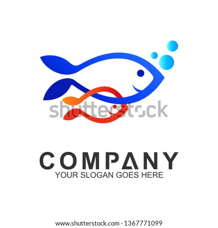 two fish logo,fishing vector logo