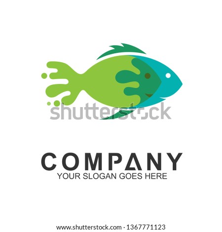 two fish logo design template,fishing vector logo
