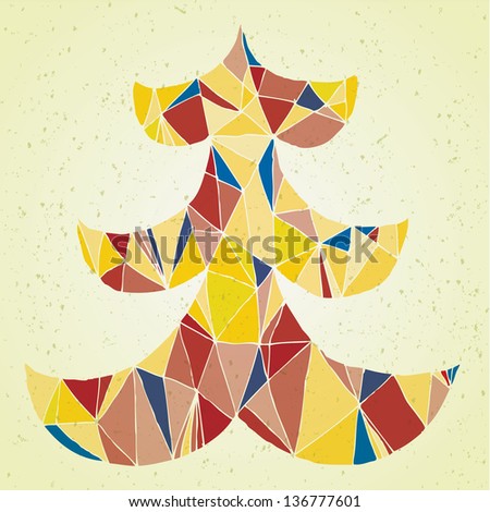 Christmas Tree Greeting Card. Grunge abstract illustration of christmas tree in modernistic manner on gradient background. (for vector see image 118118014)