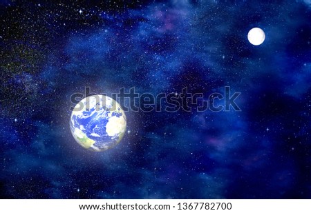 
Earth and Moon in space. 
Photo elements provided by NASA.