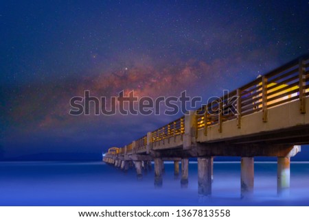 Landscape with Milky way galaxy and the sea,