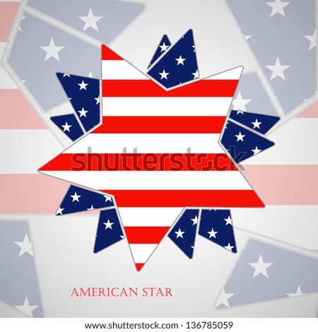 The abstract star with american flag, vector illustration eps10