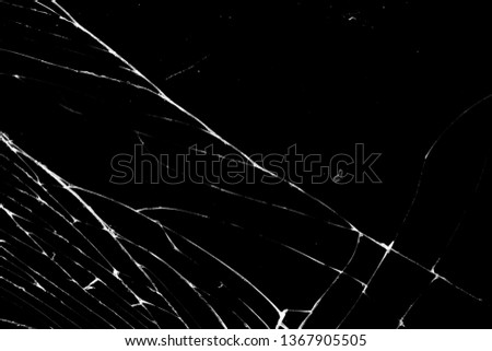cracked glass isolated on black background