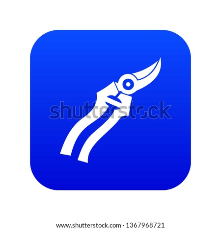 Garden shears icon digital blue for any design isolated on white vector illustration