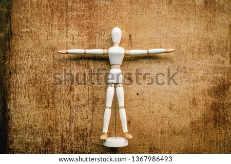 doll and wooden sheet used as background image or variety of presentations (Education, Business, Telecommunication, Engineering, Book, Designer, Architecture, Art)