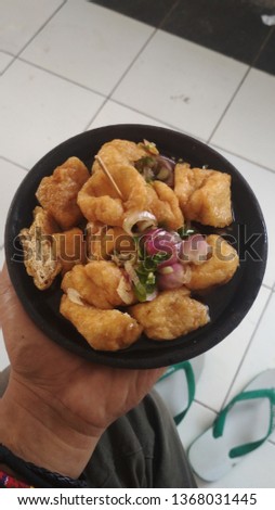 Indonesian traditional food called Tahu Gejrot from Cirebon City