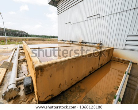 Mortar basin for keep water in Biomass power plant in case the water treatment plant reject waste water.