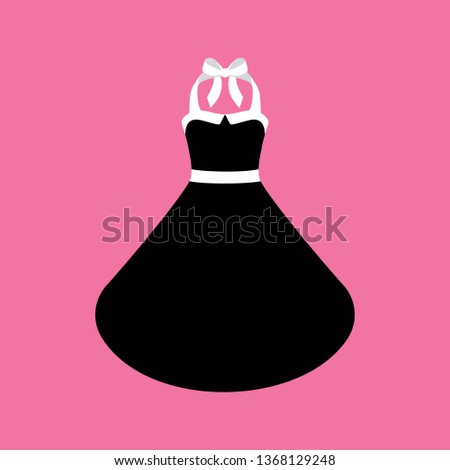 Vector illustration of an isolated black halterneck style dress with a white collar and bow.